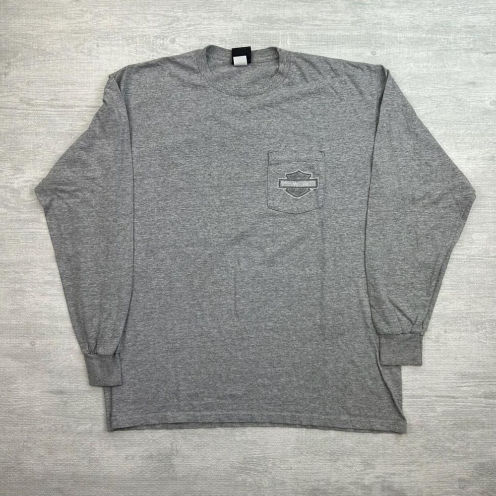 Vintage Harley Davidson Shirt Adult XL Gray Biker Motorcycle Long Sleeve Vegas